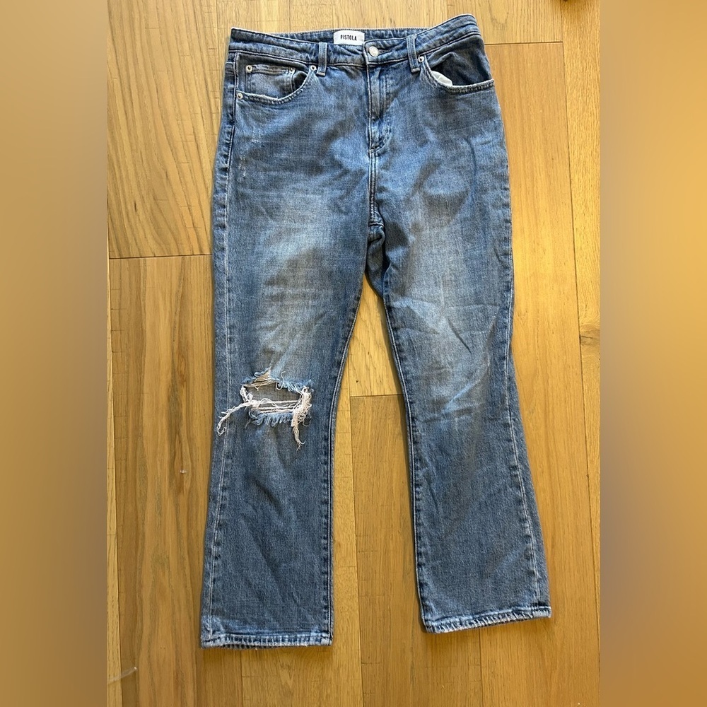 Pistola Distressed Straight Leg Jeans